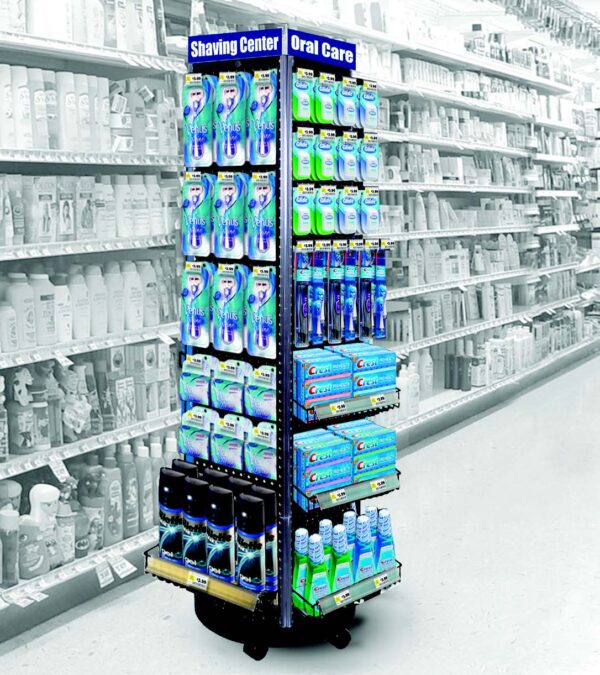 QuadSpinner Floor Displays QS application 4 | TM Shea Products | Retail Merchandising Display Solutions